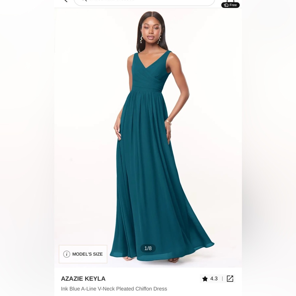 Azazie Keyla style Ink Blue Chiffon Dress